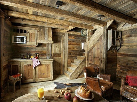 Log cabin interior photo