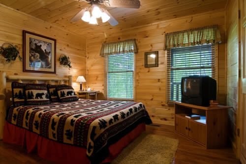 Log cabin bedroom