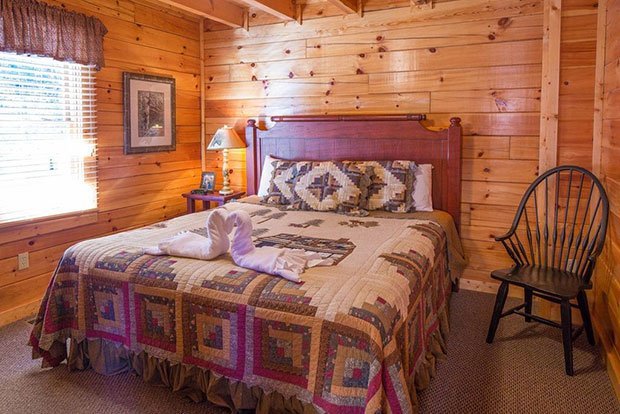 Log cabin bedroom