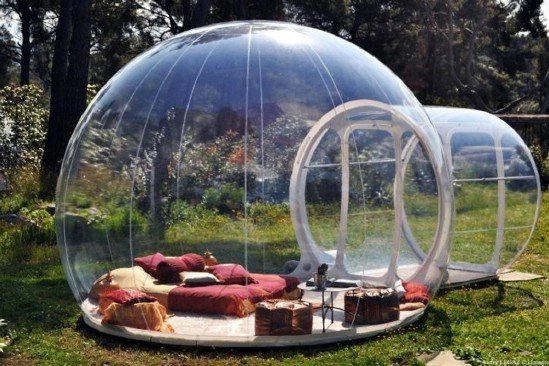 This Tiny Backyard Bubble Tent Family Is Inflatable