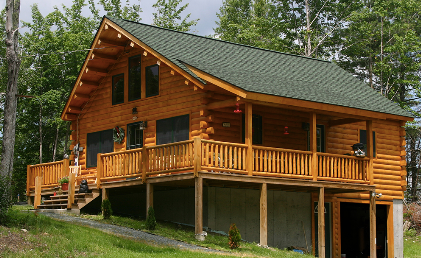 The $74,100 Sugarhill Is a Cozy, Modified Chalet Style Log Home