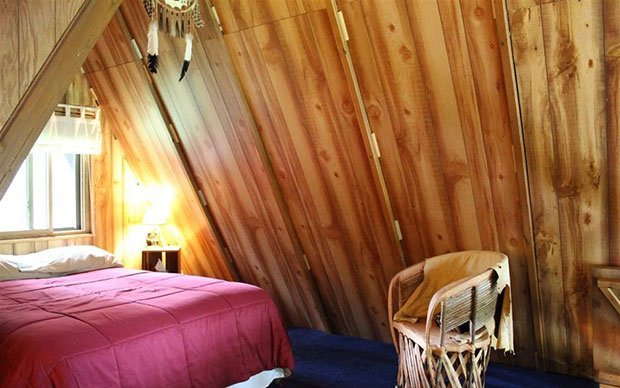 A frame cabin loft