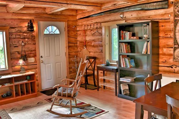 Alaska log cabin interior