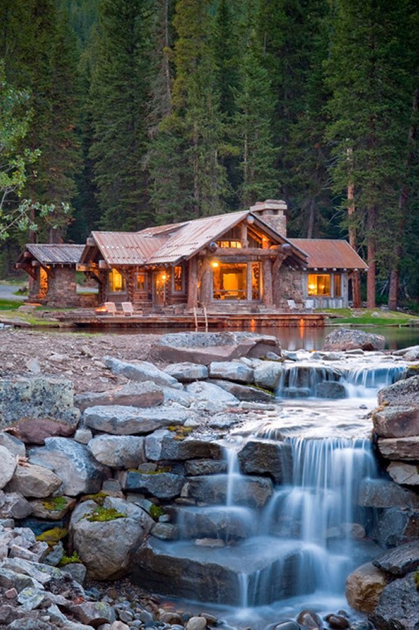 Headwaters camp lakeside log cabin