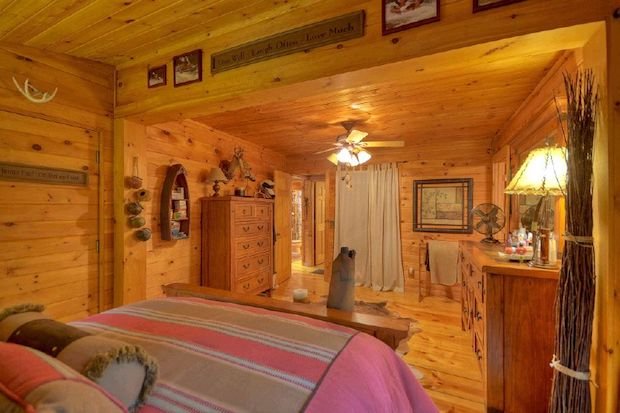 Hillside cabin interior