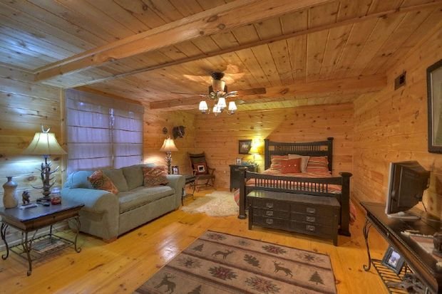 Hillside cabin interior
