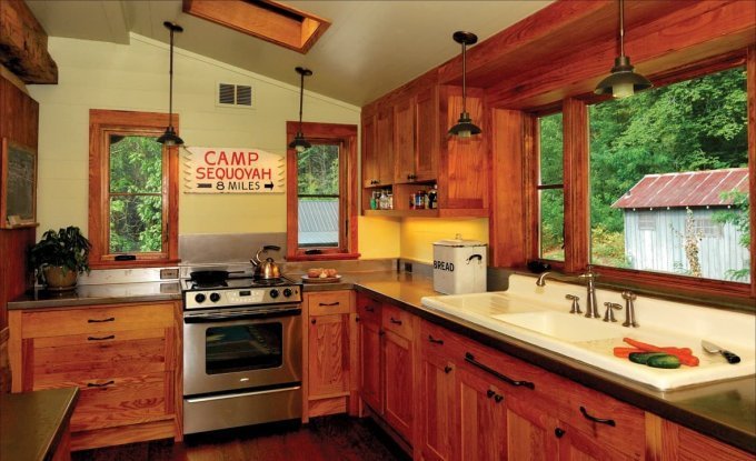 Renovated log cabin kitchen