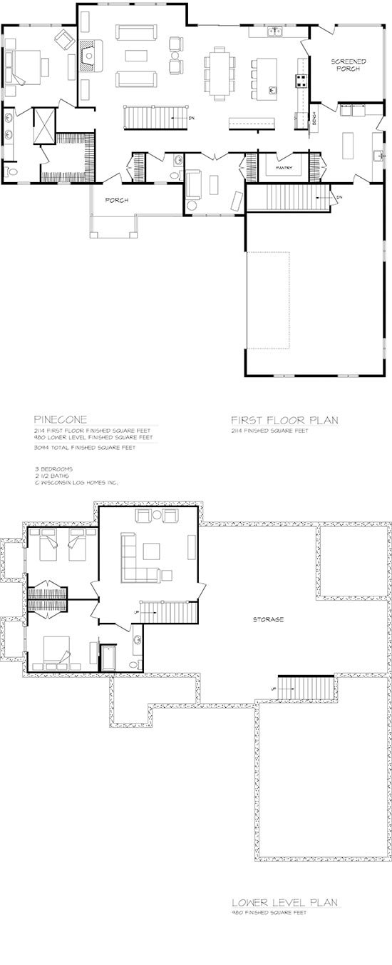 Pinecone Log Home Floorplan